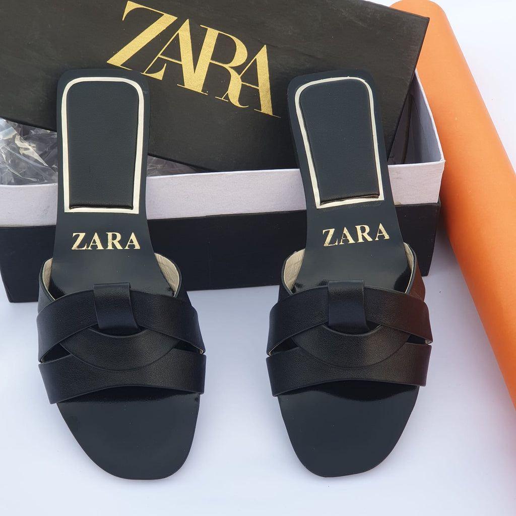 Women Black Flat Sandals | Zara Style Semi Formal Footwear