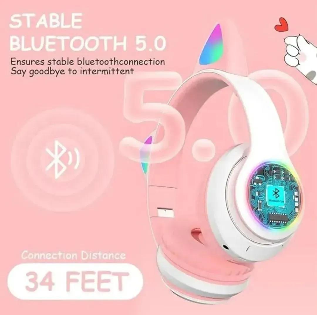 Cat Ear LED Headphones | Multicolor Wireless Headphones for Teens