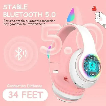 Cat Ear LED Headphones | Multicolor Wireless Headphones for Teens
