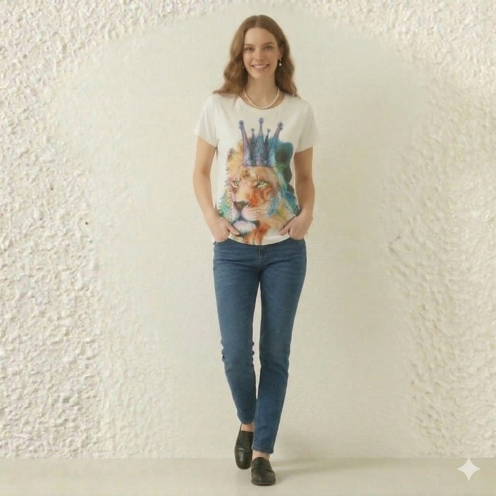 Majestic Lion King Watercolor T-Shirt Artistic Graphic Tee