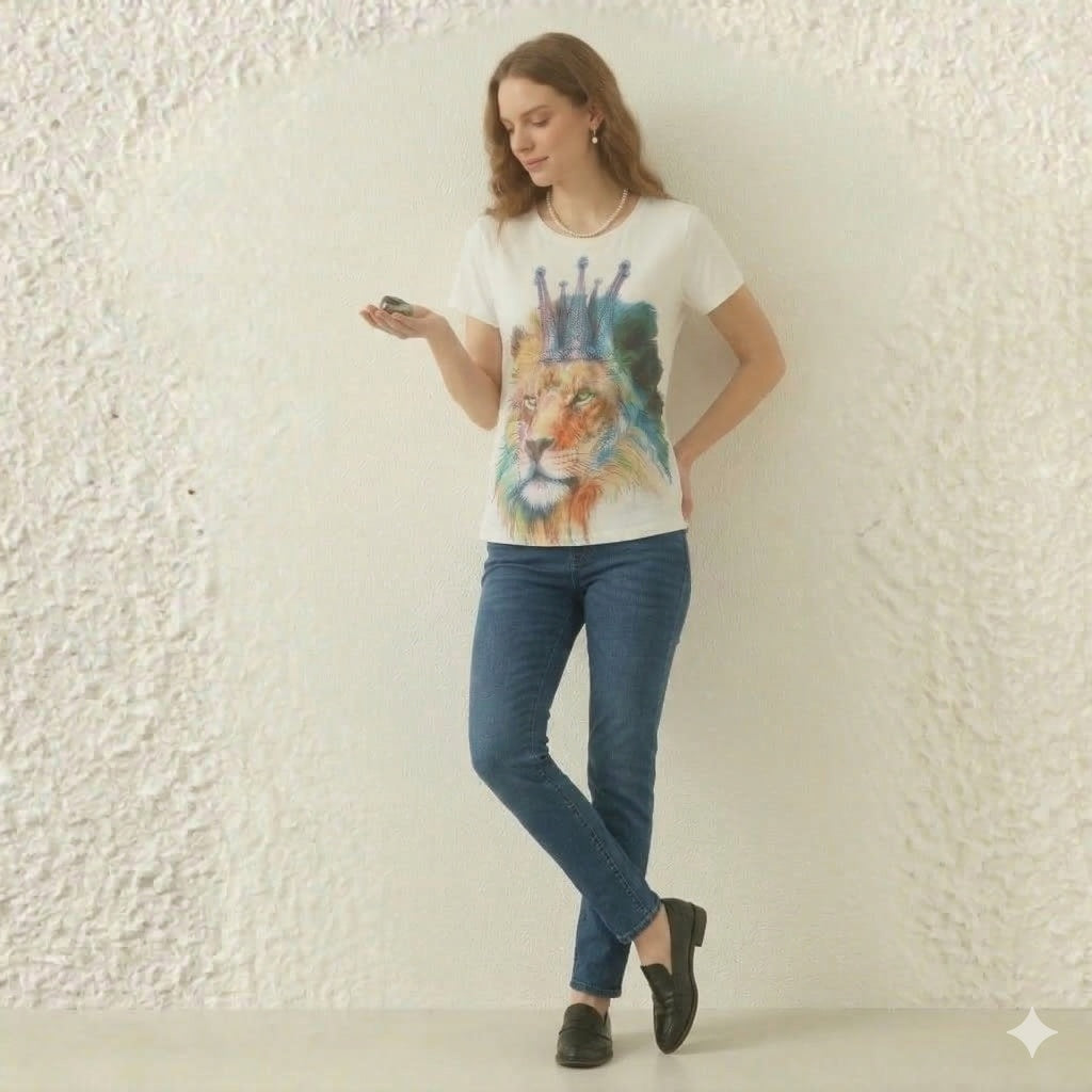 Majestic Lion King Watercolor T-Shirt Artistic Graphic Tee