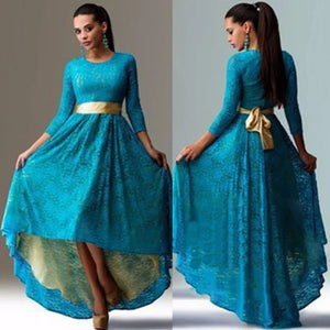 Women Vintage Lace Maxi Dress Elegant Slim Evening Party