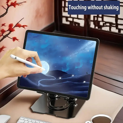 360° Rotating Metal Tablet & Mobile Stand – Foldable Adjustable Cooling Desk Holder