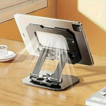 360° Rotating Metal Tablet & Mobile Stand – Foldable Adjustable Cooling Desk Holder