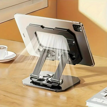 360° Rotating Metal Tablet & Mobile Stand – Foldable Adjustable Cooling Desk Holder