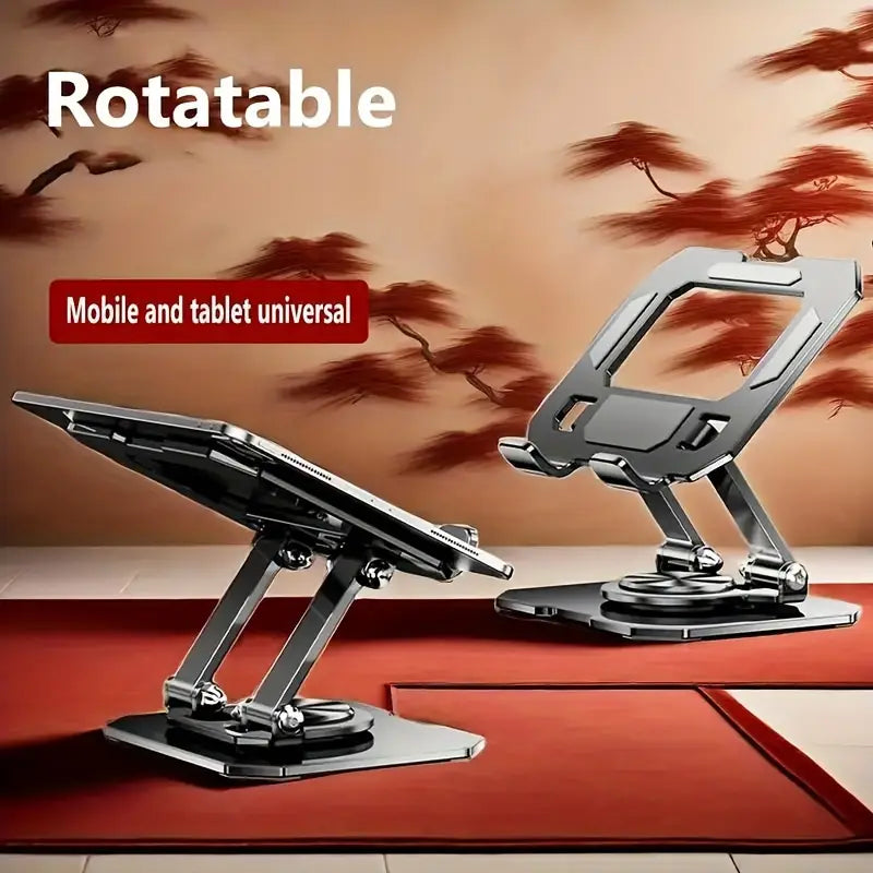 360° Rotating Metal Tablet & Mobile Stand – Foldable Adjustable Cooling Desk Holder