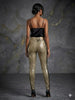 Metallic Gold Leopard Skinny Pants High Rise Stretch