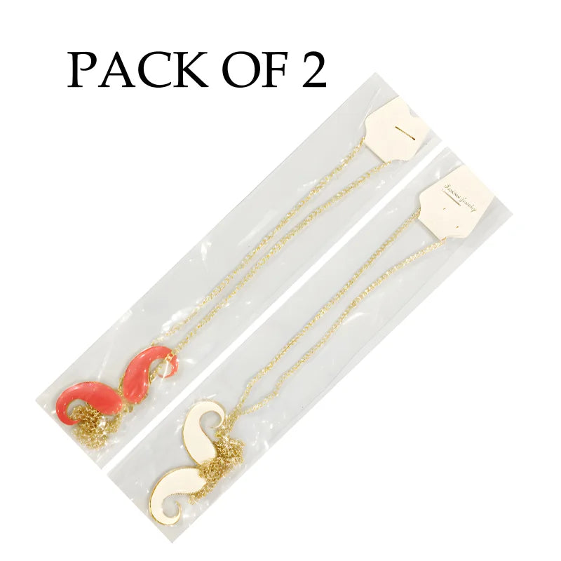 Mustache Pendant Set of 2 Golden Chain Necklace