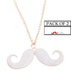 Mustache Pendant Set of 2 Golden Chain Necklace
