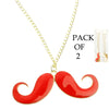 Mustache Pendant Set of 2 Golden Chain Necklace