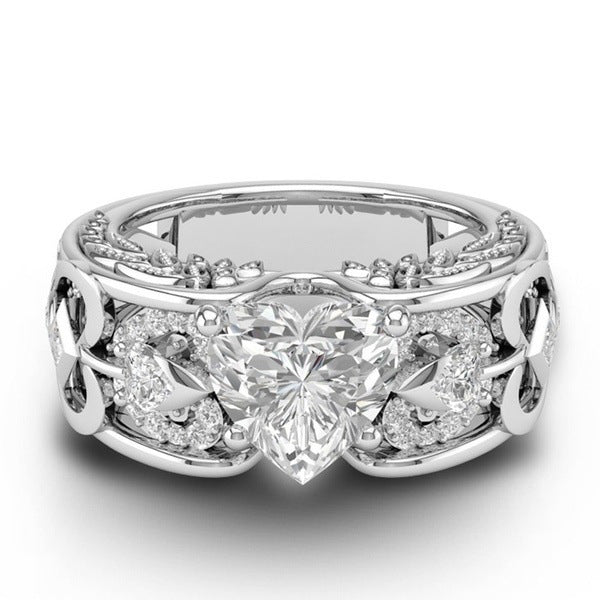 Heart Shaped Sapphire Ring | Luxury Engagement Crystal Ring