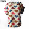 LIVA Heart Print Chiffon Blouse Short Sleeve Women