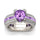 Purple Amethyst Bridal Ring Set Women White Gold Filled