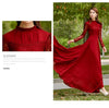 Red Lace Sleeve Chiffon Maxi Dress Pleated Long Women