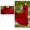 Red Lace Sleeve Chiffon Maxi Dress Pleated Long Women