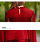 Red Lace Sleeve Chiffon Maxi Dress Pleated Long Women