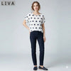 LIVA Star Print Chiffon Shirt Women Short Sleeve Blouse