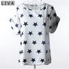 LIVA Star Print Chiffon Shirt Women Short Sleeve Blouse
