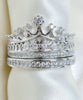 Queen Crown Ring Set Women | Silver Rhinestone Bridal Rings