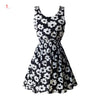 Sleeveless Black White Daisy Print Chiffon Mini Dress