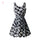 Sleeveless Black White Daisy Print Chiffon Mini Dress