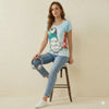 Whimsical Watercolor Songbird T-Shirt Artistic Bird Graphic Tee