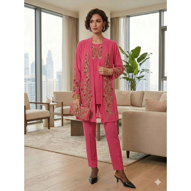 Embroidered Shrug Top Set Gold Tilla Chiffon Party Wear