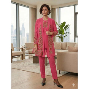 Embroidered Shrug Top Set Gold Tilla Chiffon Party Wear