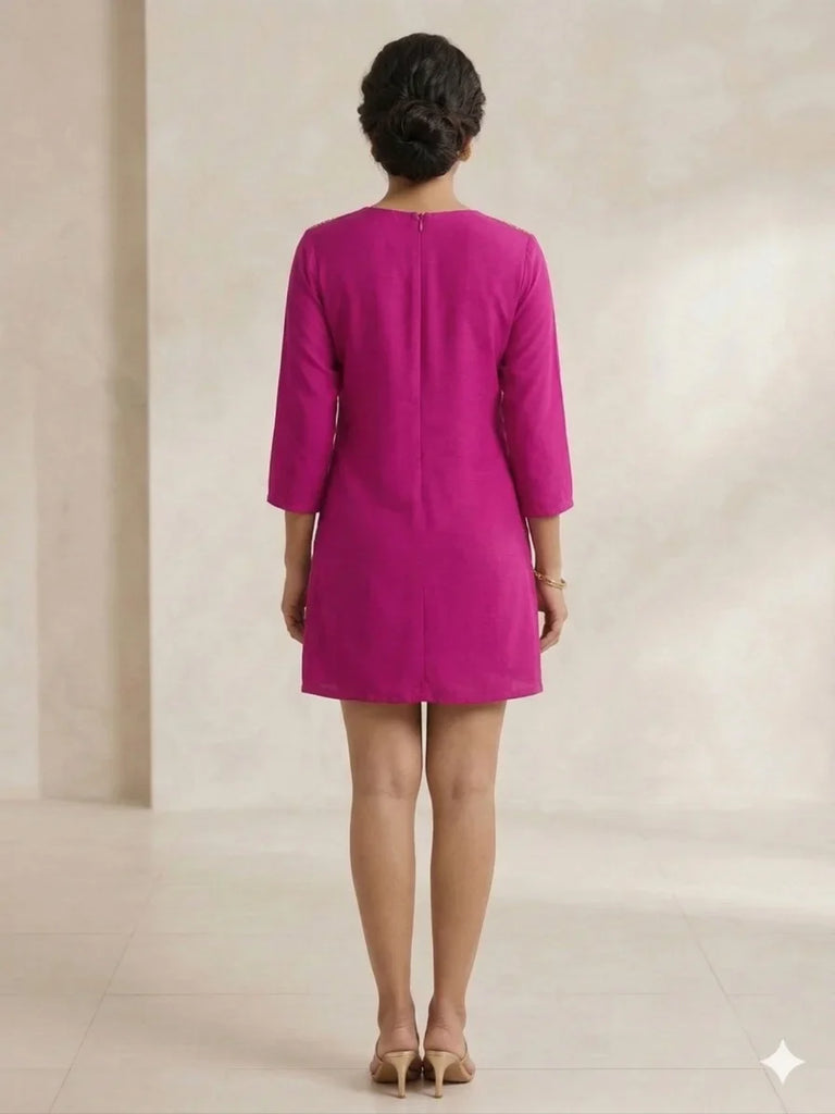 Gold Embroidered Tunic Top Women Elegant Charming