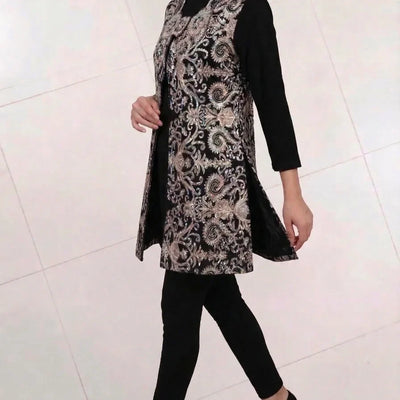 Gold Embroidered Tunic Top Women Elegant Charming