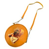 Stylish Round Retro Crossbody Bag – Caramel Print
