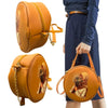 Stylish Round Retro Crossbody Bag – Caramel Print