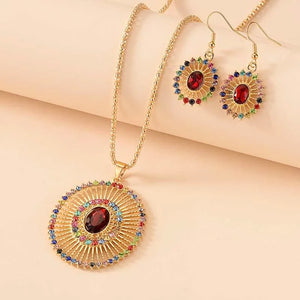 Vintage Gold Plated Multi Color Crystal Jewelry Set