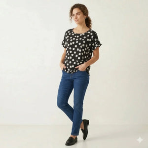 Vintage Print Chiffon Blouse Short Sleeve Elegant Women Top