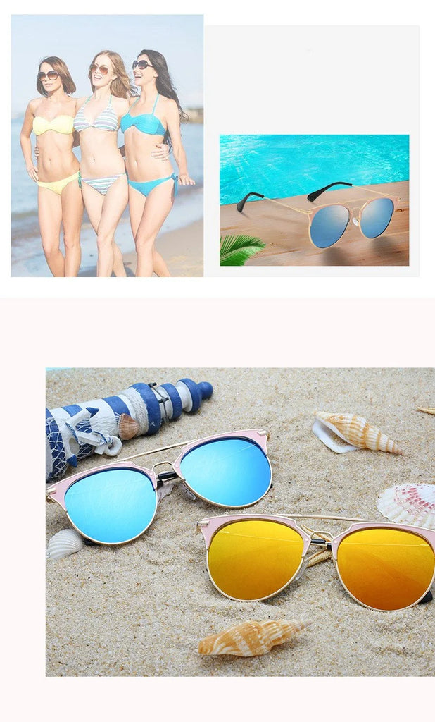 Vintage Round Cat Eye Sunglasses Women Luxury Designer