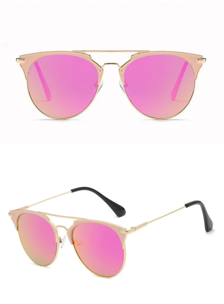 Vintage Round Cat Eye Sunglasses Women Luxury Designer