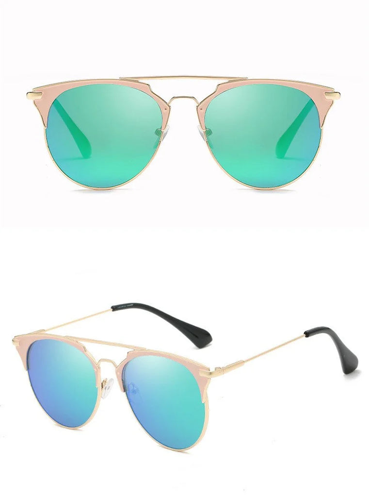 Vintage Round Cat Eye Sunglasses Women Luxury Designer