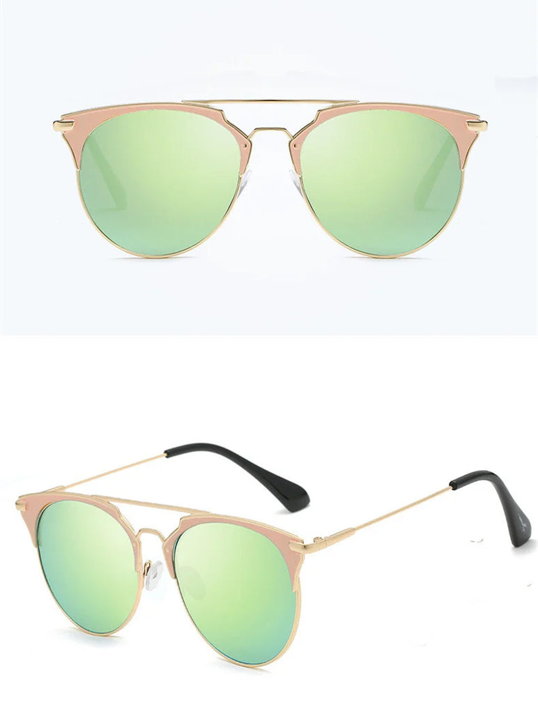 Vintage Round Cat Eye Sunglasses Women Luxury Designer