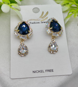 Royal Blue Drop Earrings | Imported Crystal Accent Earrings