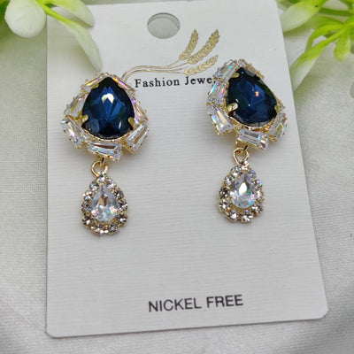 Royal Blue Drop Earrings | Imported Crystal Accent Earrings