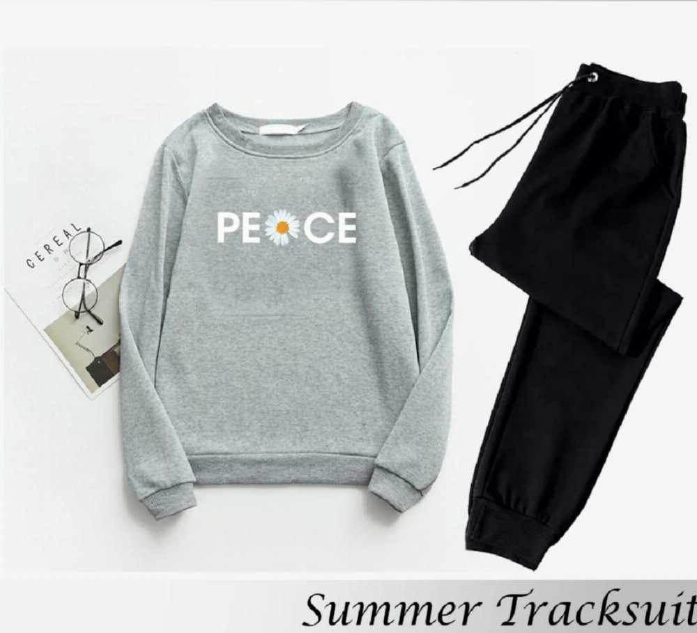 Printed Fleece Tracksuit for Women | Trendy Winter Sweatshirt Set