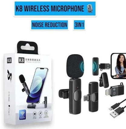 K8 Wireless Microphone | K8 Mic for Mobile | Type-C / iPhone Compatible | Noise Reduction