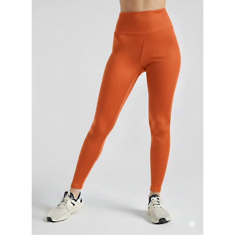 Women High Waist Ribbed Activewear Leggings Comfort Fit