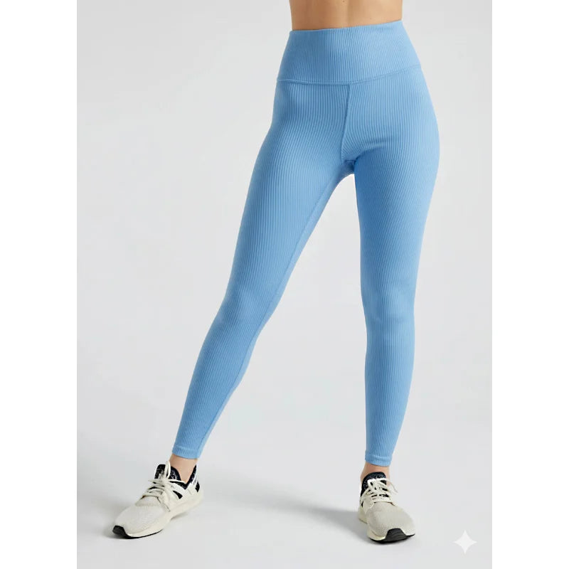 Women High Waist Ribbed Activewear Leggings Comfort Fit