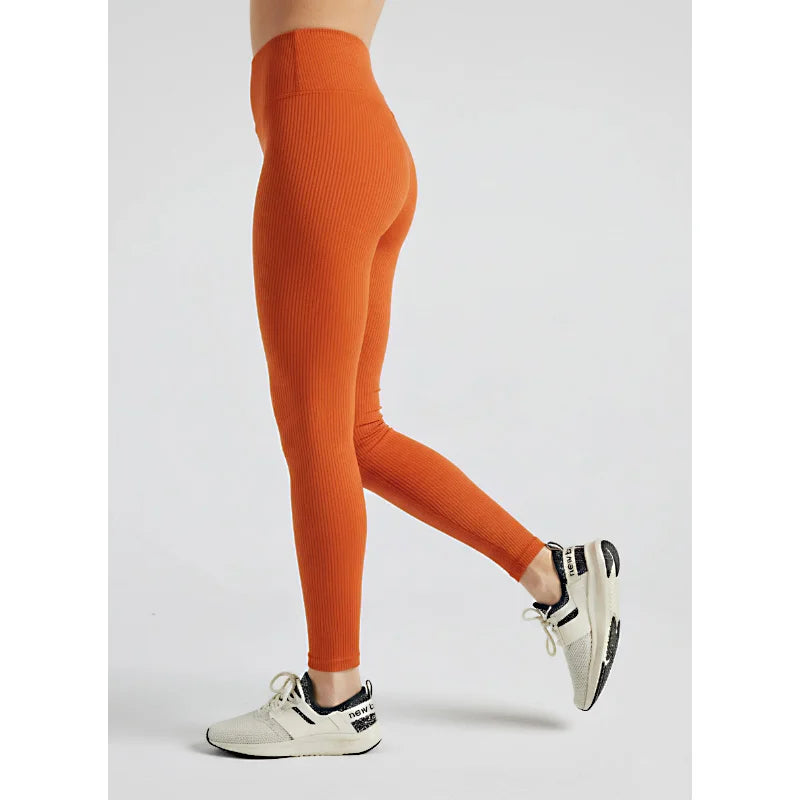 Women High Waist Ribbed Activewear Leggings Comfort Fit