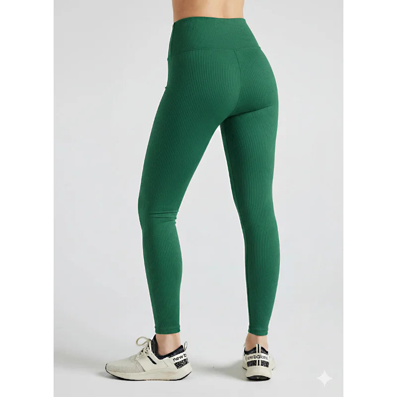 Women High Waist Ribbed Activewear Leggings Comfort Fit