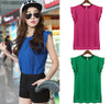 Women Sleeveless Chiffon Blouse Loose Flutter Sleeve Top