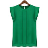 Women Sleeveless Chiffon Blouse Loose Flutter Sleeve Top