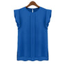 Women Sleeveless Chiffon Blouse Loose Flutter Sleeve Top