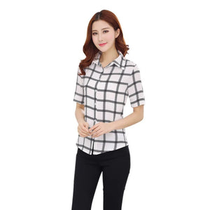 Womens Turn Down Collar Blouse Office Ladies Formal Shirt